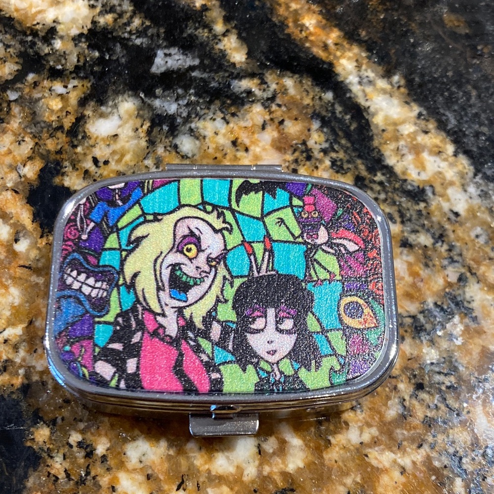Beetlejuice Lydia Cartoon Character Pill Box Tim Burton trinket case